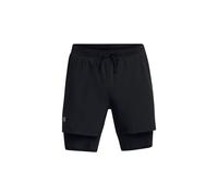 Under Armour UA Launch 5'' 2-in-1 Short Pantalones cortos deportivos con forro transpirable para hombre, shorts deportivos elásticos, color negro/negro/reflectante