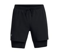 Under Armour UA Launch 5'' 2-in-1 Short Pantalones cortos deportivos con forro transpirable para hombre, shorts deportivos elásticos, color negro/negro/reflectante
