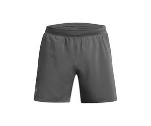 Under Armour UA Launch 5'' Short Pantalones cortos deportivos para hombre, shorts deportivos transpirables y de secado rápido, color gris brezo/gris brezo/reflectante