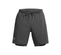 Under Armour UA Launch 7'' 2-in-1 Short Pantalones cortos deportivos con interior transpirable para hombre, shorts deportivos muy ligeros, color gris brezo/gris brezo/reflectante