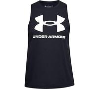 Under Armour UA Live Sportstyle Tank Top Camiseta sin mangas para mujer, camiseta de deporte de secado rápido, color negro/ blanco