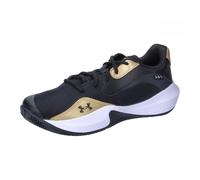 Under Armour UA Lockdown 7 Low Zapatillas de Baloncesto para Hombre y Mujer, Deportivas Unisex con mediasuela de EVA, Negro/Dorado metálico/Negro