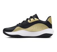 Under Armour UA Lockdown 7 Low Zapatillas de Baloncesto para Hombre y Mujer, Deportivas Unisex con mediasuela de EVA, Negro/Dorado metálico/Negro