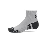Under Armour UA Performance Tech 3pk Qtr Calcetines de deporte unisex, calcetines transpirables con tecnología antiolor, color gris/blanco/gris azabache