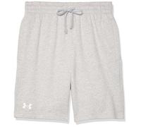 Under Armour UA Rival - Pantalones Cortos de Forro Polar, Color Gris Claro Jaspeado/Blanco, Talla XL