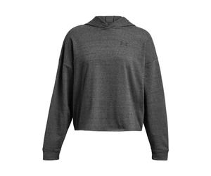 Under Armour UA Rival Terry OS Hoodie Sudadera con capucha para mujer, cómoda sudadera deportiva, color gris brezo oscuro/blanco