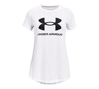Under Armour UA Sportstyle Logo SS Camiseta de deporte con logotipo para niña, suave camiseta de manga corta que se seca rápido, color blanco/negro