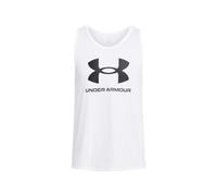 Under Armour UA Sportstyle Logo Tank Camiseta de hombre ligera y de secado rápido, camiseta sin mangas para correr o hacer deporte, color blanco/negro
