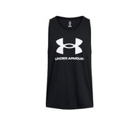 Under Armour UA Sportstyle Logo Tank Camiseta de hombre ligera y de secado rápido, camiseta sin mangas para correr o hacer deporte, color negro/blanco
