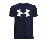 Under Armour UA Tech Big Logo SS Camiseta de manga corta para niño, suave camiseta de deporte con logotipo, color azul medianoche/blanco