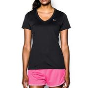 Under Armour UA Tech SSV Twist Camiseta de manga corta para mujer, camiseta de deporte cómoda, color negro/blanco
