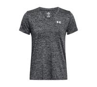 Under Armour UA Tech SSV Twist Camiseta de manga corta para mujer, camiseta de deporte cómoda, color negro/blanco