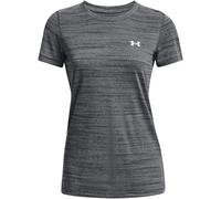 Under Armour UA Tech Tiger SSC Camiseta, Negro/Plateado metálico, S para Mujer