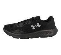 Under Armour UA W Charged Pursuit 3, zapatos de deporte para mujer, ligeras y flexibles deportivas para mujer, color negro/negro/plateado metálico