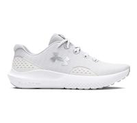 Under Armour UA W Charged Surge 4 Deportivas de mujer, ligeras y transpirables zapatillas para correr, color blanco/neblina distante/plateado metálico