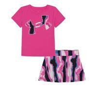 Under Armour Under Armour - Conjunto de camiseta y pantalones cortos de manga corta para niña, resistente, elástico y ligero, Falda estampada UA rosa rebelde, 2 años