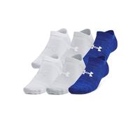 Under Armour Unisex-Adult Essential No Show Socks 6 Pack, (400) Royal/Royal/Halo Gray, Small