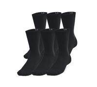 Under Armour Unisex Essential 6 Pack Crew, calcetines de gimnasio ultrafinos y ligeros, calcetines deportivos con soporte plantar y tecnología antiolorBlack/Black/Castlerock,XL