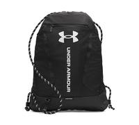 Under Armour Unisex Hustle Sackpack, Mochila deportiva impermeable para actividades deportivas y al aire libre, Bolsa de gimnasio con práctico bolsillo frontalBlack/Black/White,OSFM