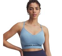 Under Armour Vanish - Brasier deportivo de bajo impacto sin costuras para mujer, Azul ahumado/azul marino lavado, X-Small