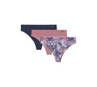 Under Armour Women's Underwear Pure Stretch No Show Thong Pant, 3 Pack Print/Solid Tanga, Steel Spayed Silos/Pink Elixir/Downpour Gray, S (Pack de 3) para Mujer