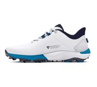 Under Armour Zapato de golf ancho Drive Pro para hombre, (101) Blanco/Capri/Azul marino medianoche, 11.5 Wide