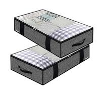 Under Bed Storage - 100 x 50 x 15 cm Clear Blankets Organizer | Stackable Fabric Storage Drawers | Dustproof Plegable Clothes Bin For Living Room Bedroom Apartment RV Closet Attic Laundry Dorm Travel