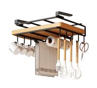 Under Cabinet Hook Shelf - 30 Cm Stainless Steel Mug Holder Rack, No Drill Mounting | Stable Kitchen Bathroom Organizer for Cups Towels Paper Towel Roll Cutting Board Storage Mugs Rolls Boards Kitchen