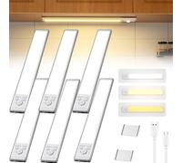 Under Cabinet Lighting,Punch-Free Smart Sensor Magnetic Rechargeable Led Lights, 3 Levels Dimmable Brightness & Color,For Kitchen, Stairs,Hallway(6)