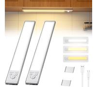 Under Cabinet Lighting,Punch-Free Smart Sensor Magnetic Rechargeable Led Lights, 3 Levels Dimmable Brightness & Color,For Kitchen, Stairs,Hallway(2)