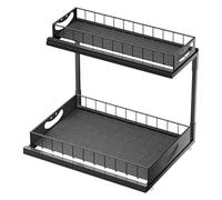 Under Cabinet Pull Out Shelves - Organizador deslizante de 2 niveles, almacenamiento para ahorrar espacio en la cocina, almacenamiento en el baño, duradero extracción del gabinete, fácil instalación