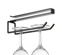 Under Cabinet Wine Glass Holder - Metal Glassware Drying Rack | Hanging Glass Organizer With Space Saving Design, Wine Glasses Hanger With Easy Installation For Kitchen Bar Cellar Dining Room,
