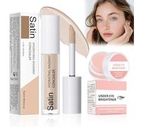Under Eye Brightener, Iluminador Corrector Debajo Ojos(10g) + Precorrector Ojeras(6ml), Corrector Essence Multitask, Ilumina y Cubre las Ojeras de Forma Natural