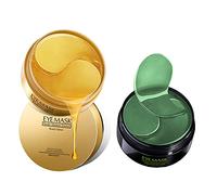 Under Eye Collagen Patches, 24k Gold Collagen Eye Mask, Hydrogel Under Eye Patches Under Eye Mask for Reducing Dark Circles & Puffy Eyes (Gold+Seaweed)