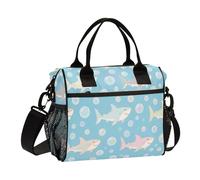 Under Marine Shark Bubble Baby Blue - Bolsas aisladas con correa para el hombro con cremallera aislada para loncheras universitarias para mujer