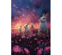 Under Northern Lights Cute Rabbits, Aurora Grid Journal v2 - A4 0.5cm (0.196 inch) Diced Paper, 120 Pages: Magical Graph Paper Notebook for Bunny ... Night Sky Fans, and Cute Aesthetic Stationery