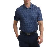Under Par Hombres Polo de Golf de Manga Corta, elástico, de Secado rápido y con Estampado Integral Que Absorbe la Humedad, Azul Marino, M