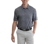 Under Par Hombres Polo de Golf elástico de Manga Corta con Estampado de helechos, Secado rápido y Que Absorbe la Humedad, Gris, M