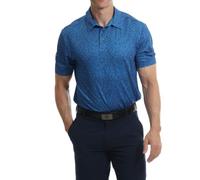 Under Par Hombres Polo de Golf elástico de Manga Corta con Estampado de helechos, Secado rápido y Que Absorbe la Humedad, Turquoise, M