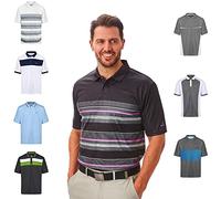 Under Par Hombres Polo de Secado rápido Transpirable Que Absorbe la Humedad de Calidad Golf Pro, 1642 - Negro/Mora/Gris, S