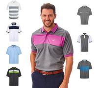 Under Par Hombres Polo de Secado rápido Transpirable Que Absorbe la Humedad de Calidad Golf Pro, 1706 - Gris/Mora/Azul Marino, L