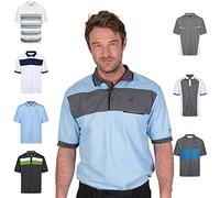 Under Par Hombres Polo de Secado rápido Transpirable Que Absorbe la Humedad de Calidad Golf Pro, 1706 - Cielo/Carbón/Negro, M