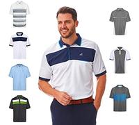 Under Par Hombres Polo de Secado rápido Transpirable Que Absorbe la Humedad de Calidad Golf Pro, 1706 - Blanco/Azul/Turquesa, XXL