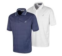 Under Par Polo de Golf para Hombre en Tejido Waffle Knit con Elasticidad, absorción de la Humedad y protección UV (Pack de 2), Azul Marino y Blanco, M