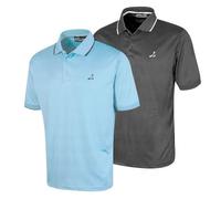 Under Par Polo de Golf para Hombre (Paquete de 2) en Tejido gofre elástico, Transpirable y con protección UV Camiseta Polo, Carbón Y Cielo, L