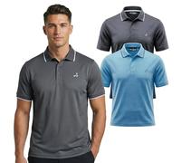 Under Par Polo Golf Hombre Pack 2 - Polo Deportivo Transpirable Stretch, Protección UV, Secado Rápido, Camiseta Moisture Wicking para Golf Fitness Trabajo (Paquete de 2), carbón y Azul Cielo, S