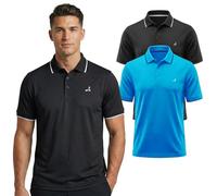 Under Par Polo Golf Hombre Pack 2 - Polo Deportivo Transpirable Stretch, Protección UV, Secado Rápido, Camiseta Moisture Wicking para Golf Fitness Trabajo (Paquete de 2), Negro y Turquesa, S