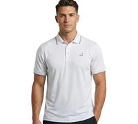 Under Par Polo Golf Hombre - Polo Deportivo Transpirable Stretch, Protección UV, Secado Rápido, Camiseta Moisture Wicking para Fitness Running Trabajo (Blanco, M)