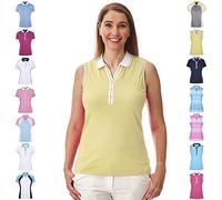 Under Par UPLTS1825 - Polo de Golf sin Mangas de Secado rápido para Mujer, Color limón/Blanco, Talla 12