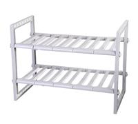 Under Sink Organizer | Retractable Double Layer Storage Shelf | Stainless Steel Cabinet Rack for Kitchen/Bathroom/Laundry Room | Adjustable Space Saver for Household Supplies